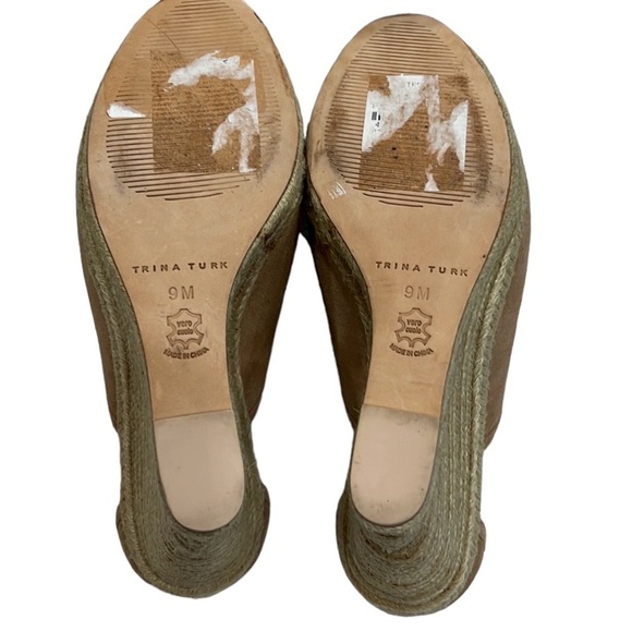 Trina Turk Lace Up Wedge Espadrille Tan Sandals Size 9 NEW - Picture 6 of 8